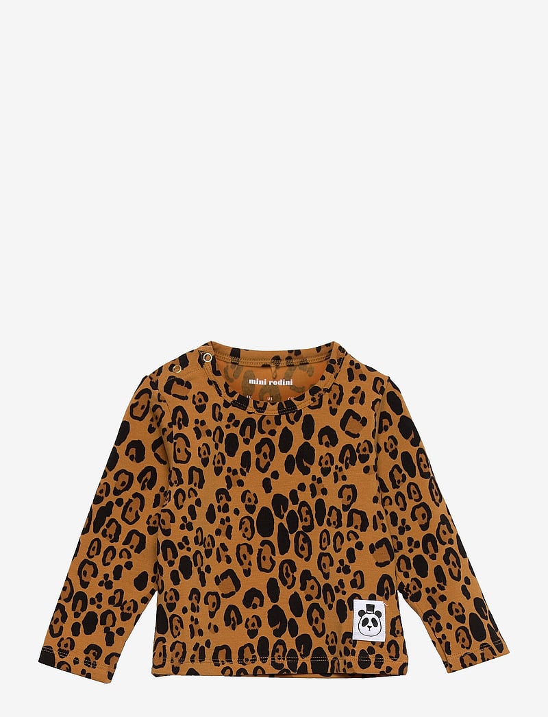 Mini Rodini - Basic leopard ls tee TENCEL™ - langärmelig - beige - 0