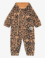Leopard fleece onesie - BEIGE