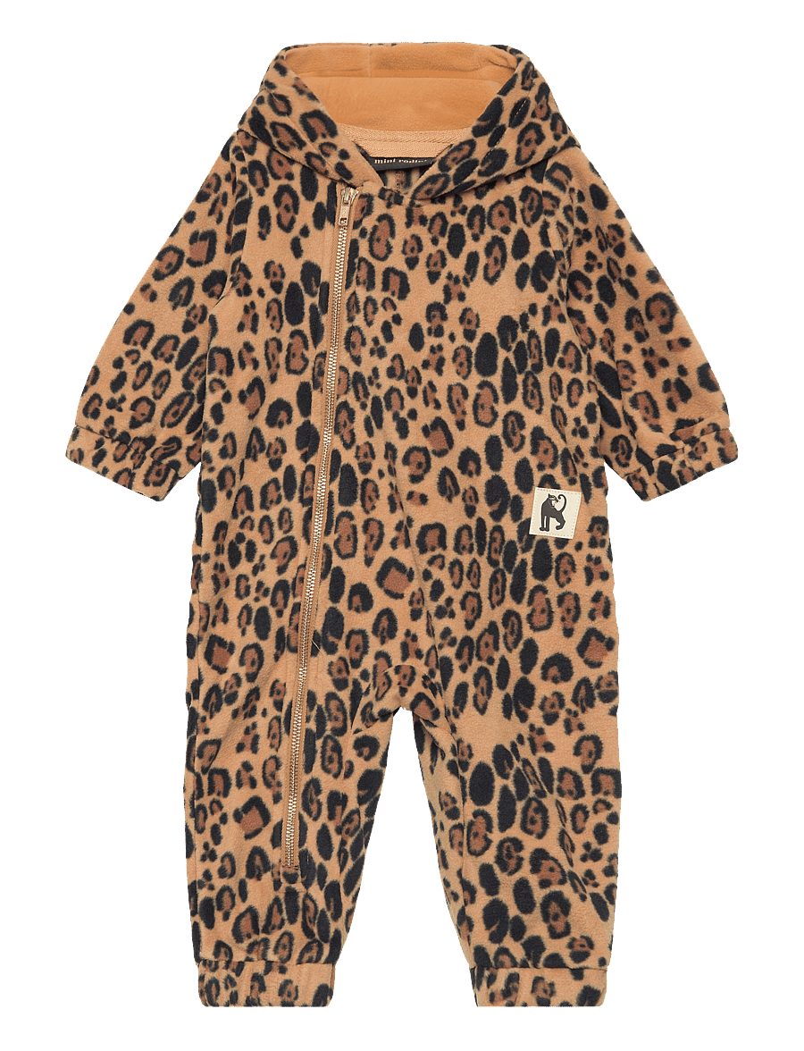 Mini Rodini - Leopard fleece onesie - fleecedragter - beige - 0