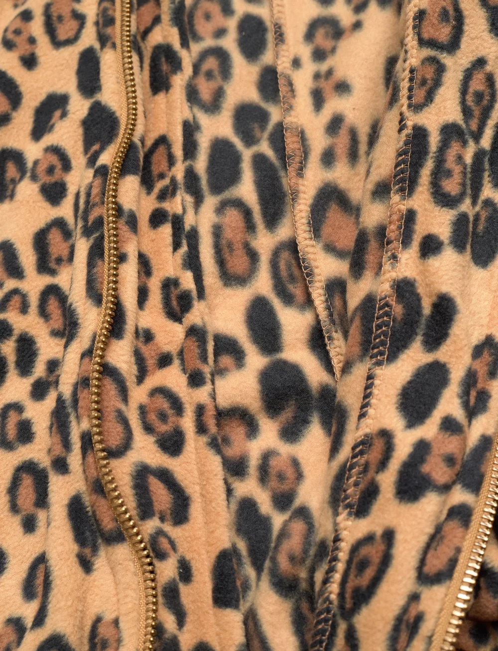 Mini Rodini - Leopard fleece onesie - fliiskombinesoonid - beige - 3