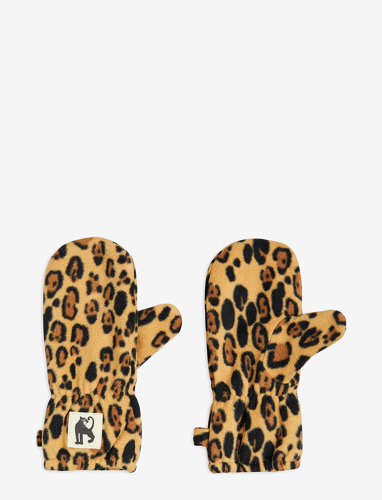 Mini Rodini - Leopard fleece mittens - vantar - beige - 0