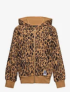 Basic leopard zip hoodie - BEIGE