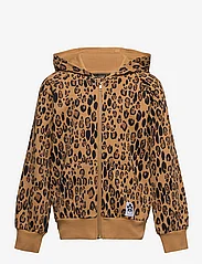 Mini Rodini - Basic leopard zip hoodie - medvilniniai megztiniai ir džemperiai su gobtuvu - beige - 0