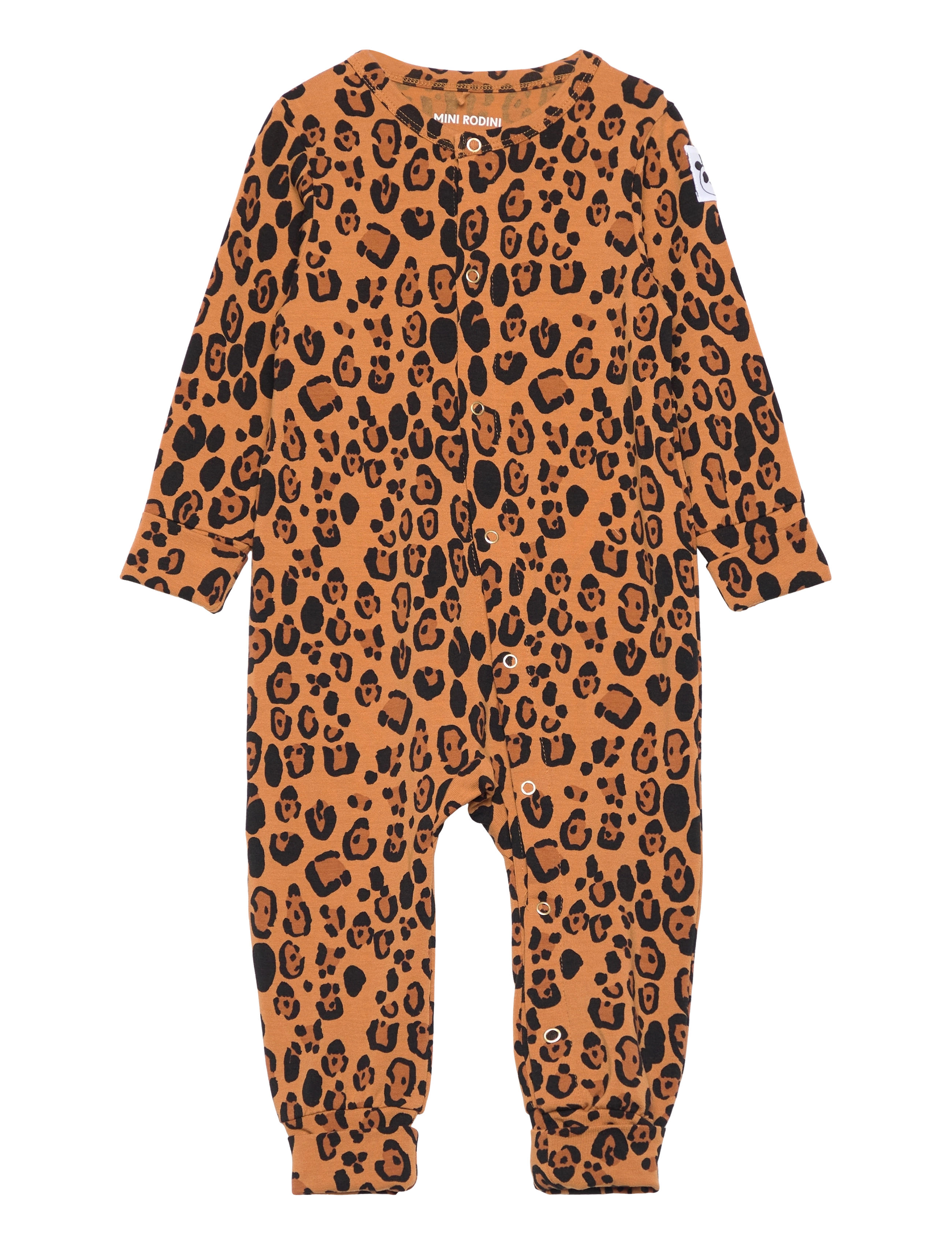 Mini Rodini Basic leopard button jumpsuit TENCEL™ - Heldragter - BEIGE / brown