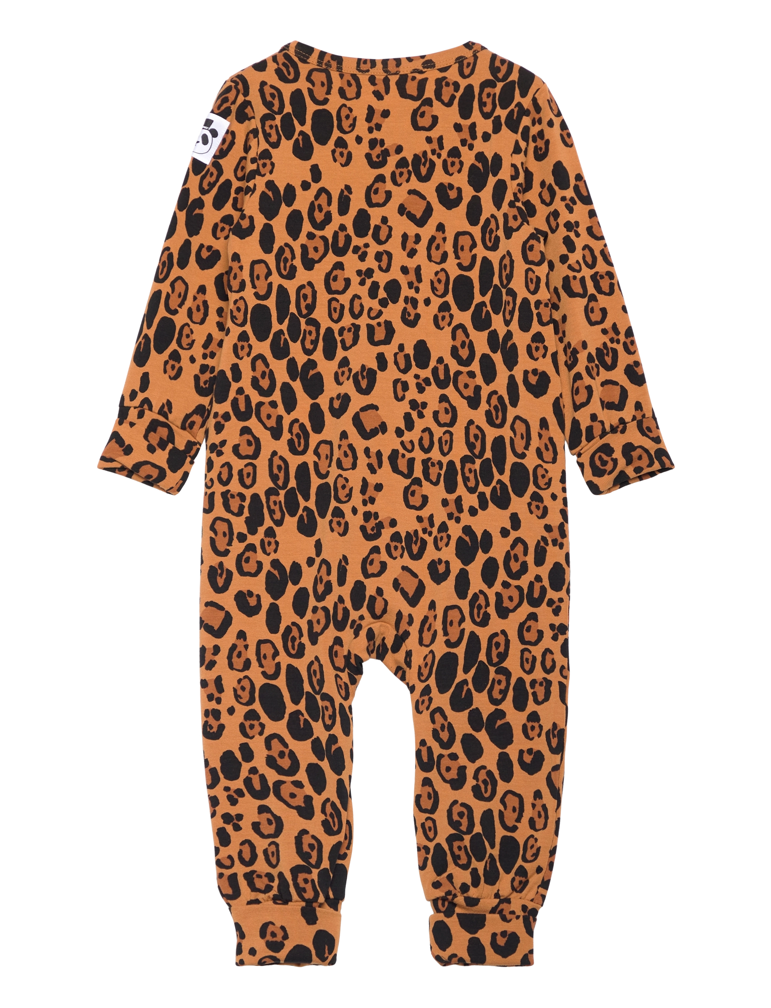 Mini Rodini - Basic leopard button jumpsuit TENCEL™ - långärmade bodysuits - beige - 1