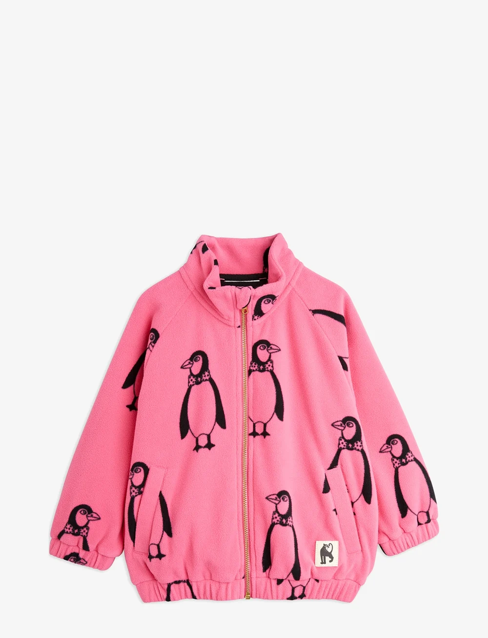 Mini Rodini - Penguin aop fleece jacket - fleecejacken - pink - 0