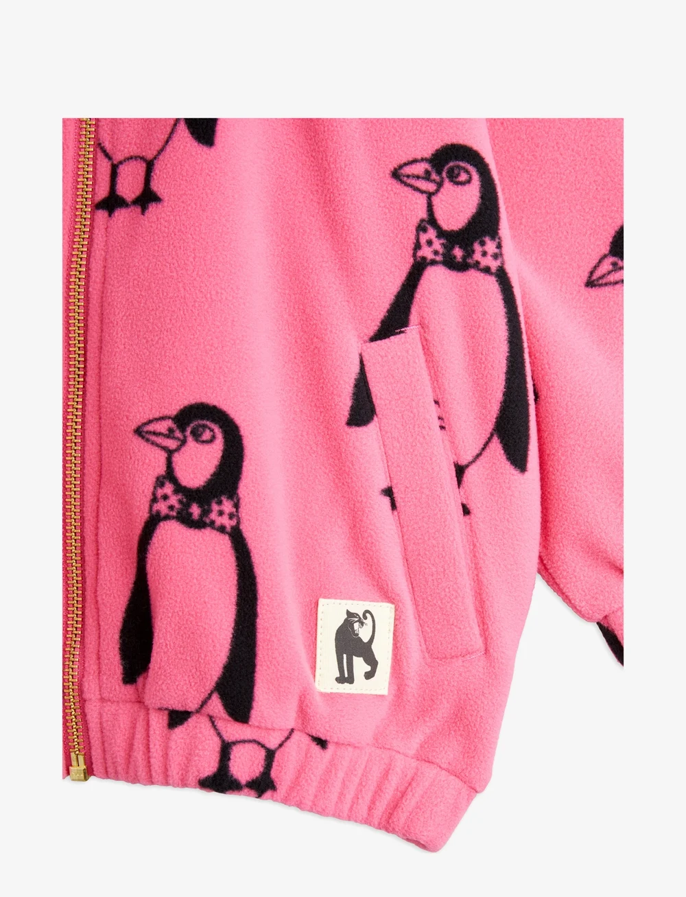 Mini Rodini - Penguin aop fleece jacket - fleecejacken - pink - 2