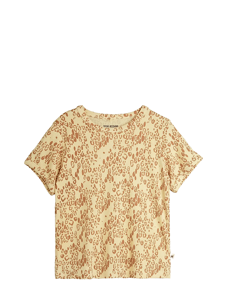 Mini Rodini - Mini leopard aop ss tee - kurzärmelige - beige - 0