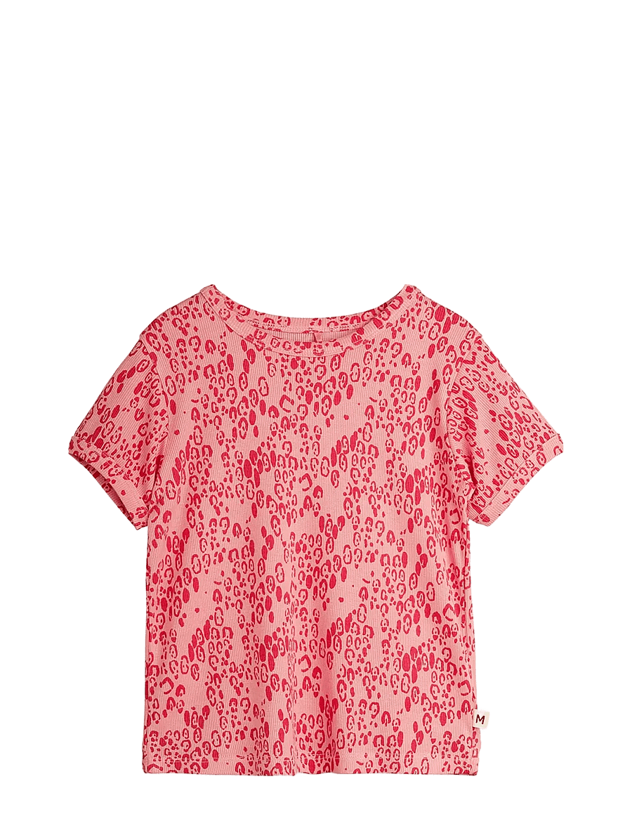Mini Rodini - Mini leopard aop ss tee - kurzärmelige - pink - 0