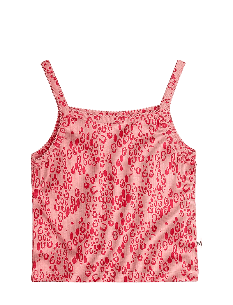 Mini Rodini - Mini leopard aop tank top - linnen - pink - 0