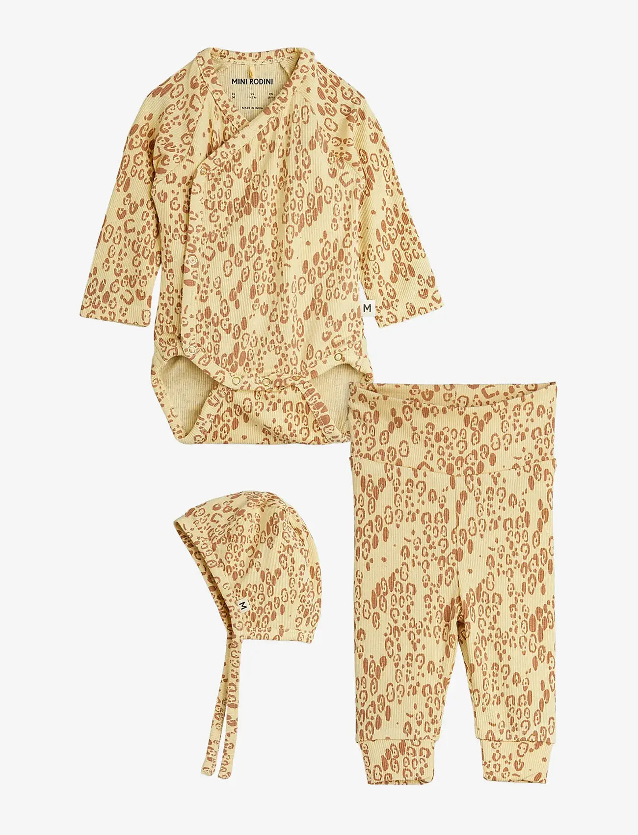 Mini Rodini - Mini leopard aop nb baby kit - sets mit langärmeligem t-shirt - beige - 0