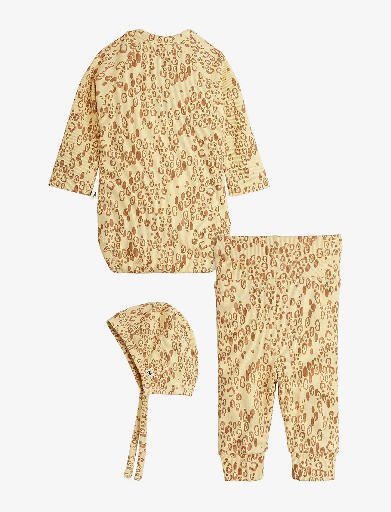 Mini Rodini - Mini leopard aop nb baby kit - sets mit langärmeligem t-shirt - beige - 1
