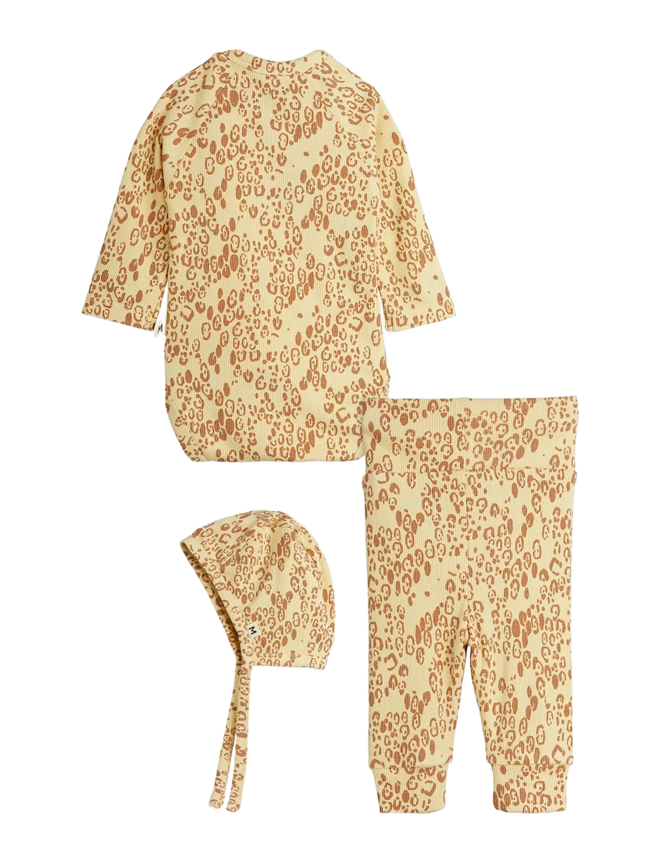 Mini Rodini - Mini leopard aop nb baby kit - sæt med langærmet t-shirt - beige - 1