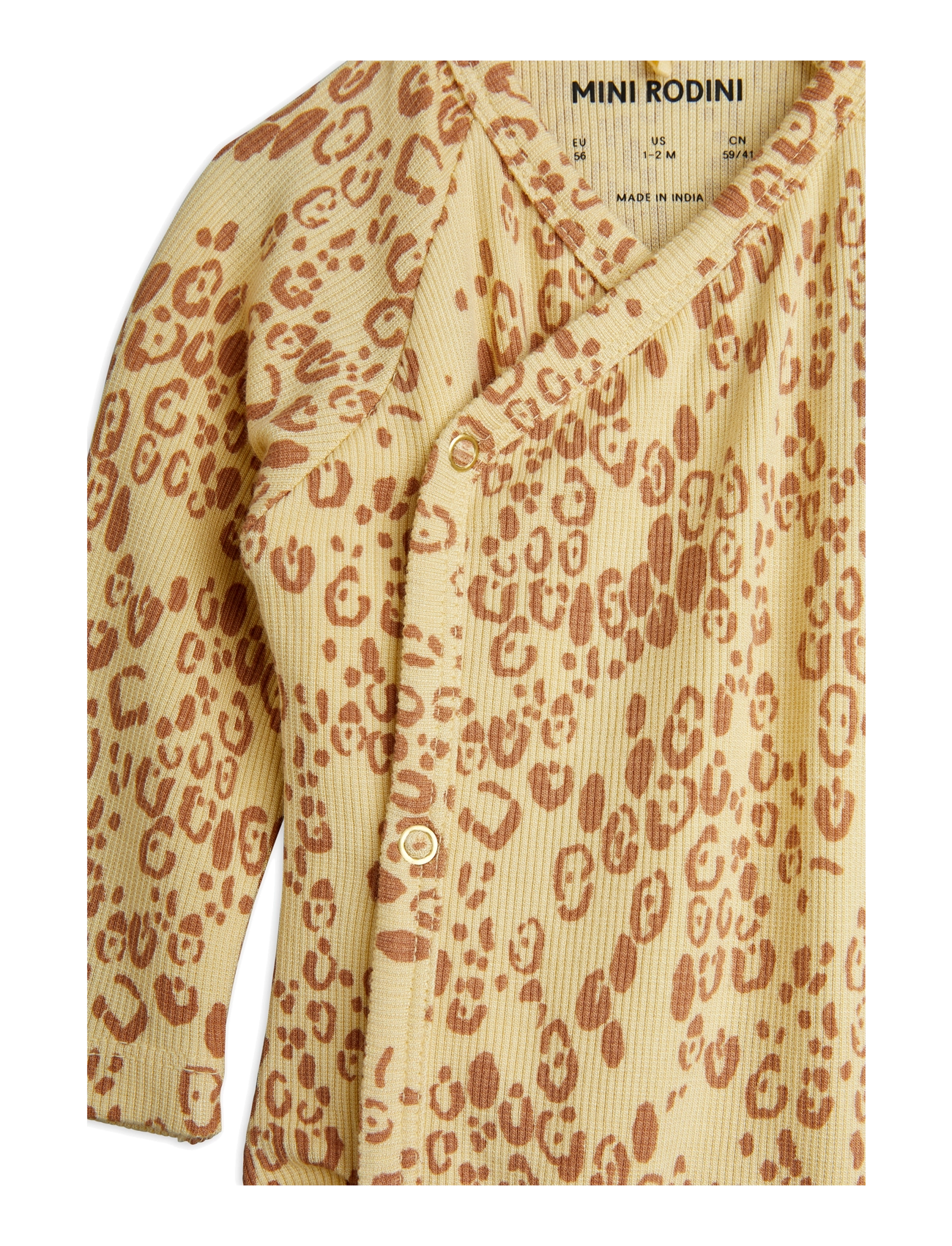 Mini Rodini - Mini leopard aop nb baby kit - sæt med langærmet t-shirt - beige - 2
