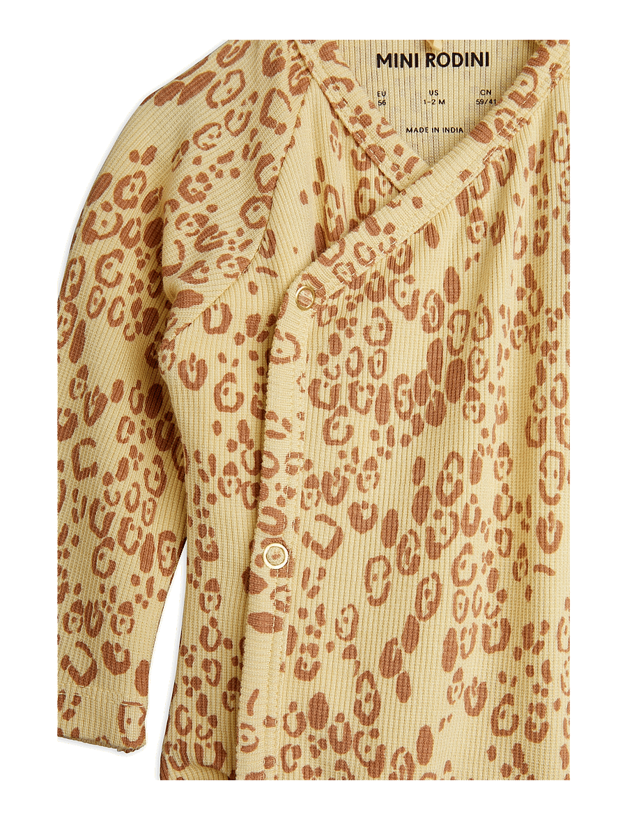 Mini Rodini - Mini leopard aop nb baby kit - komplektid pikkade varrukatega t-särgiga - beige - 2