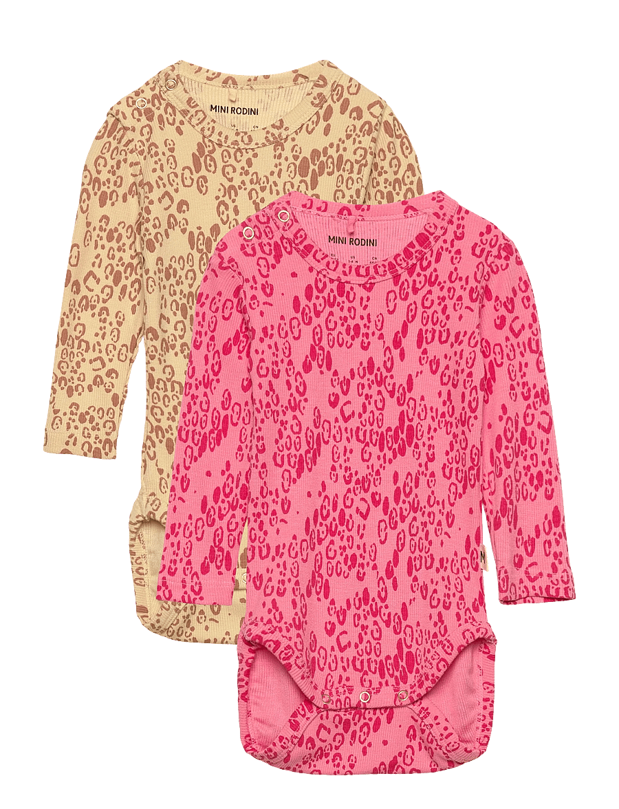 Mini Rodini - Mini leopard aop 2-pack ls body - långärmade bodies - multi - 0