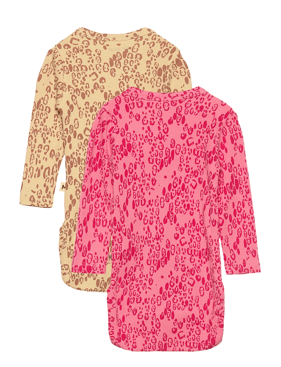 Mini Rodini - Mini leopard aop 2-pack ls body - långärmade bodies - multi - 1
