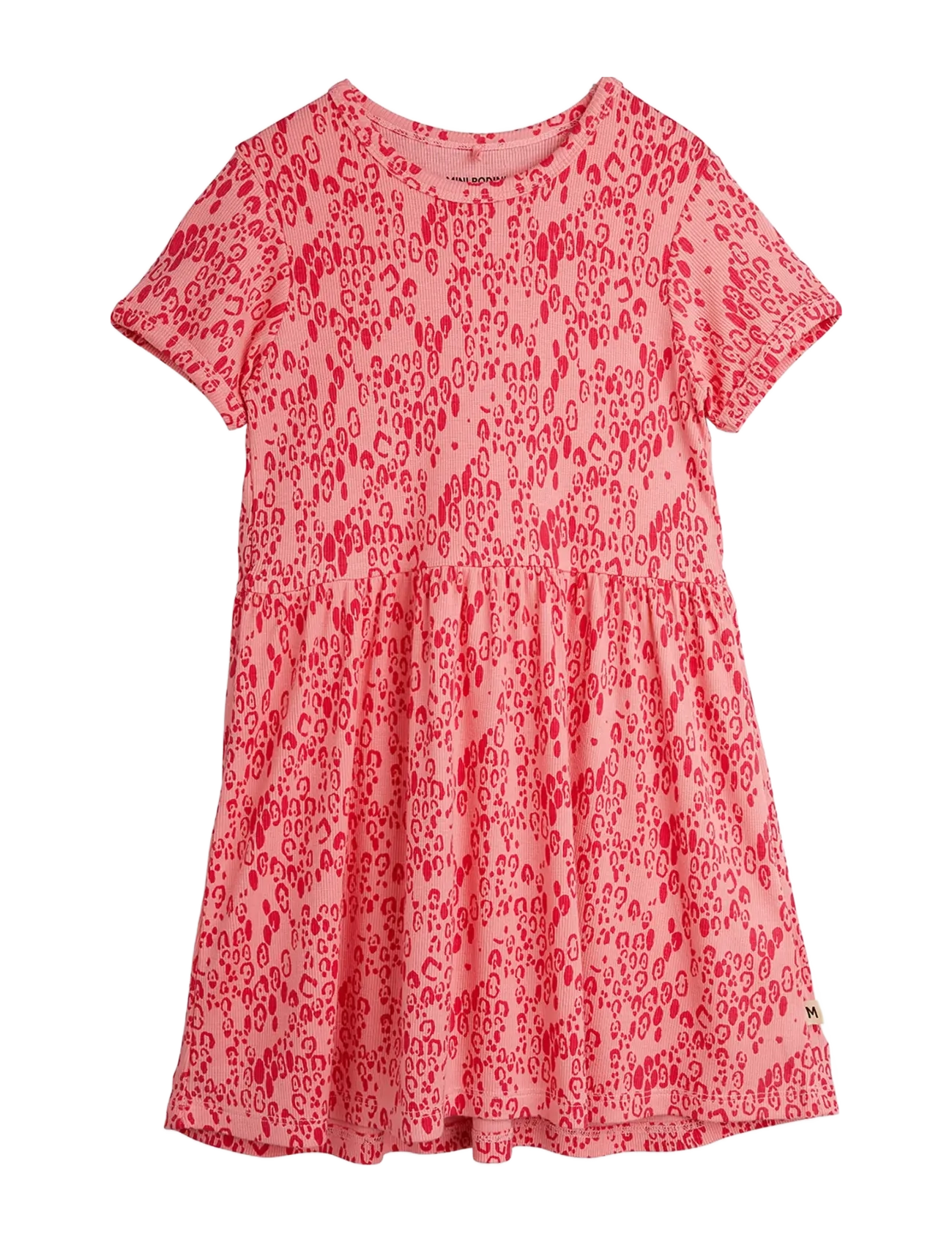 Mini Rodini Mini Leopard Aop Ss Dress, 80/86, Pink, Fritidskjoler > Kortærmede Fritidskjoler, Børn