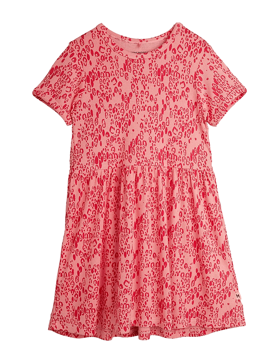 Mini Rodini - Mini leopard aop ss dress - kortærmede babykjoler - pink - 0