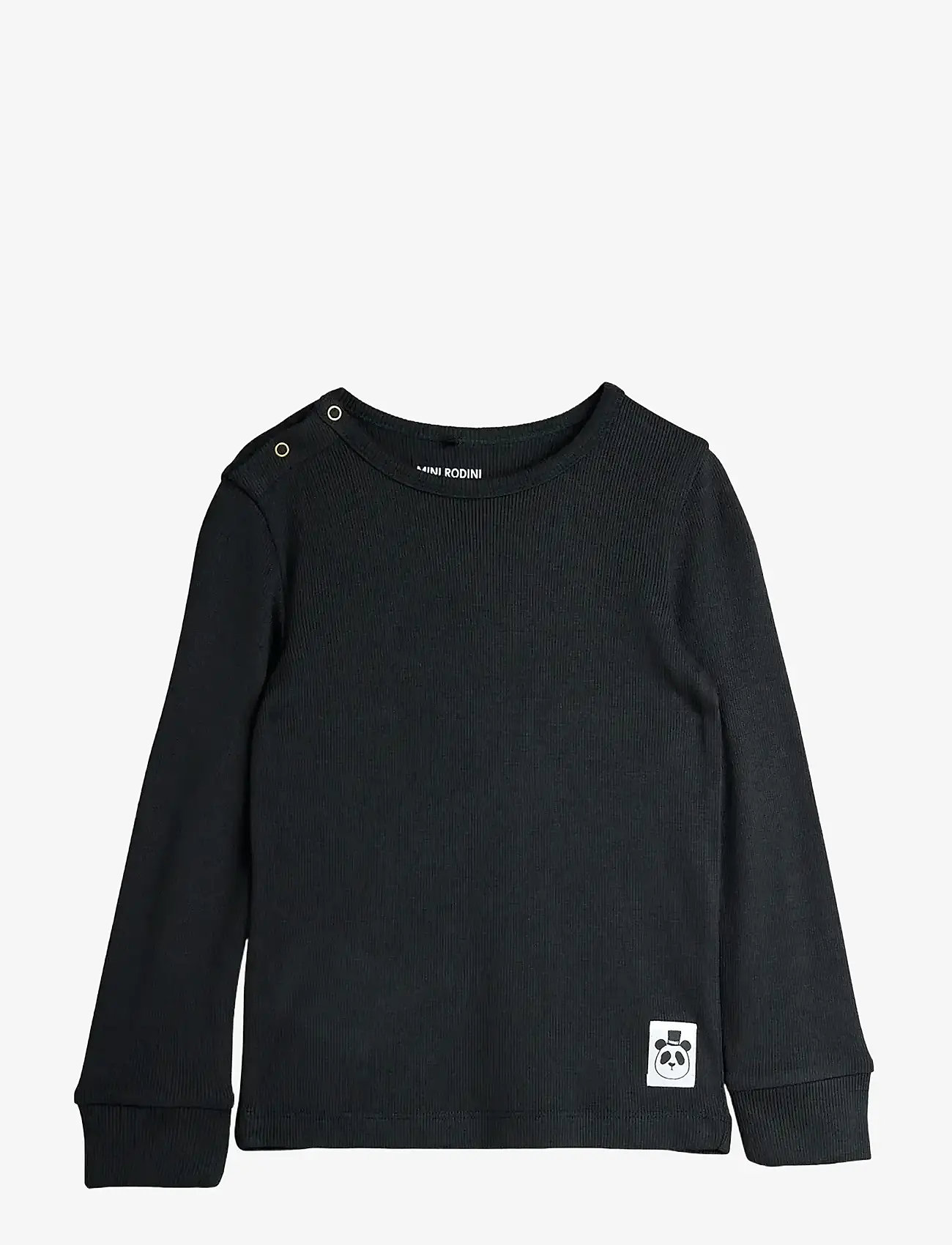 Mini Rodini - Modal rib ls tee - långärmade t-shirts - black - 0