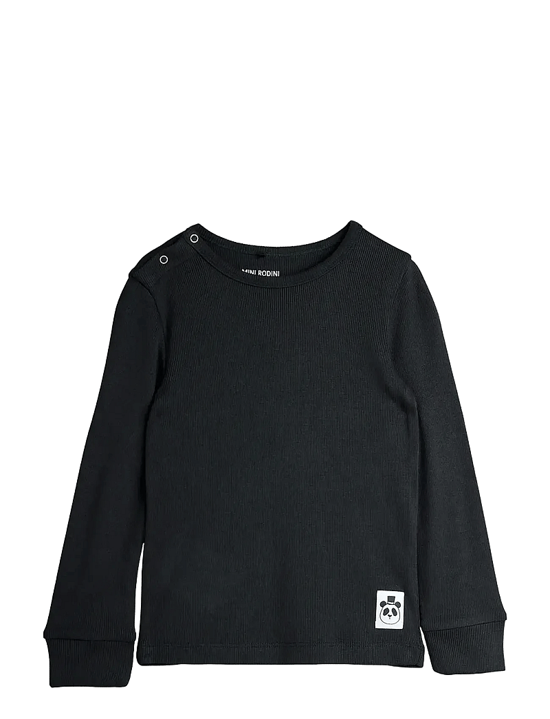 Mini Rodini - Modal rib ls tee - långärmade t-shirts - black - 0
