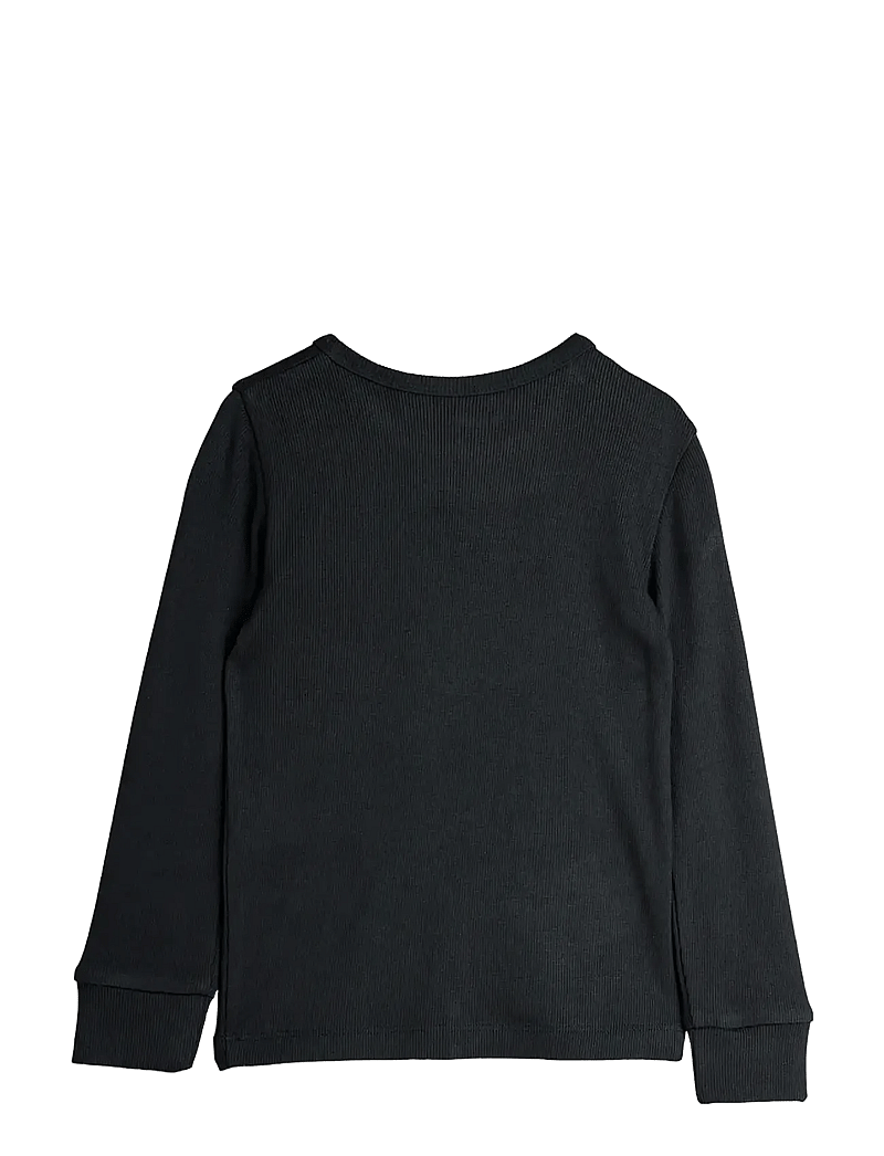 Mini Rodini - Modal rib ls tee - långärmade t-shirts - black - 1