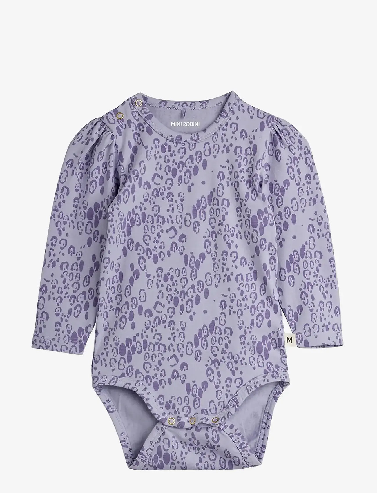 Mini Rodini - Mini leopard aop puff sleeve ls body - pikkade varrukatega bodid - purple - 0