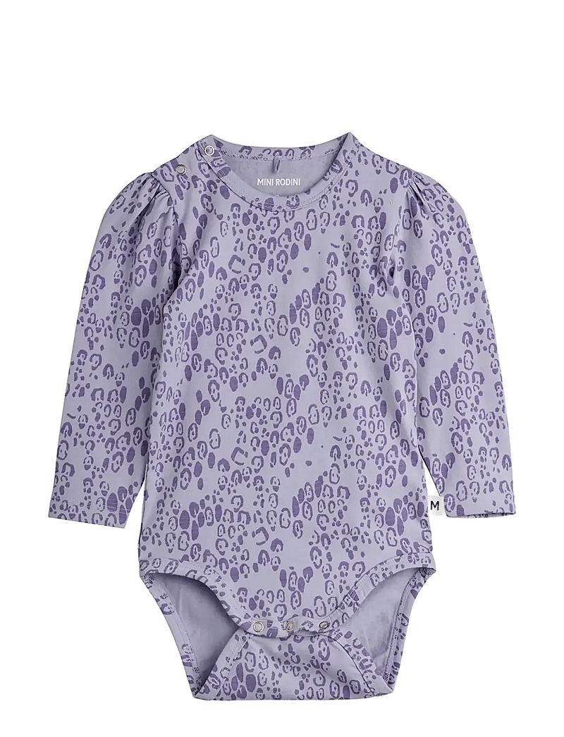 Mini Rodini - Mini leopard aop puff sleeve ls body - bodies à manches longues - purple - 0