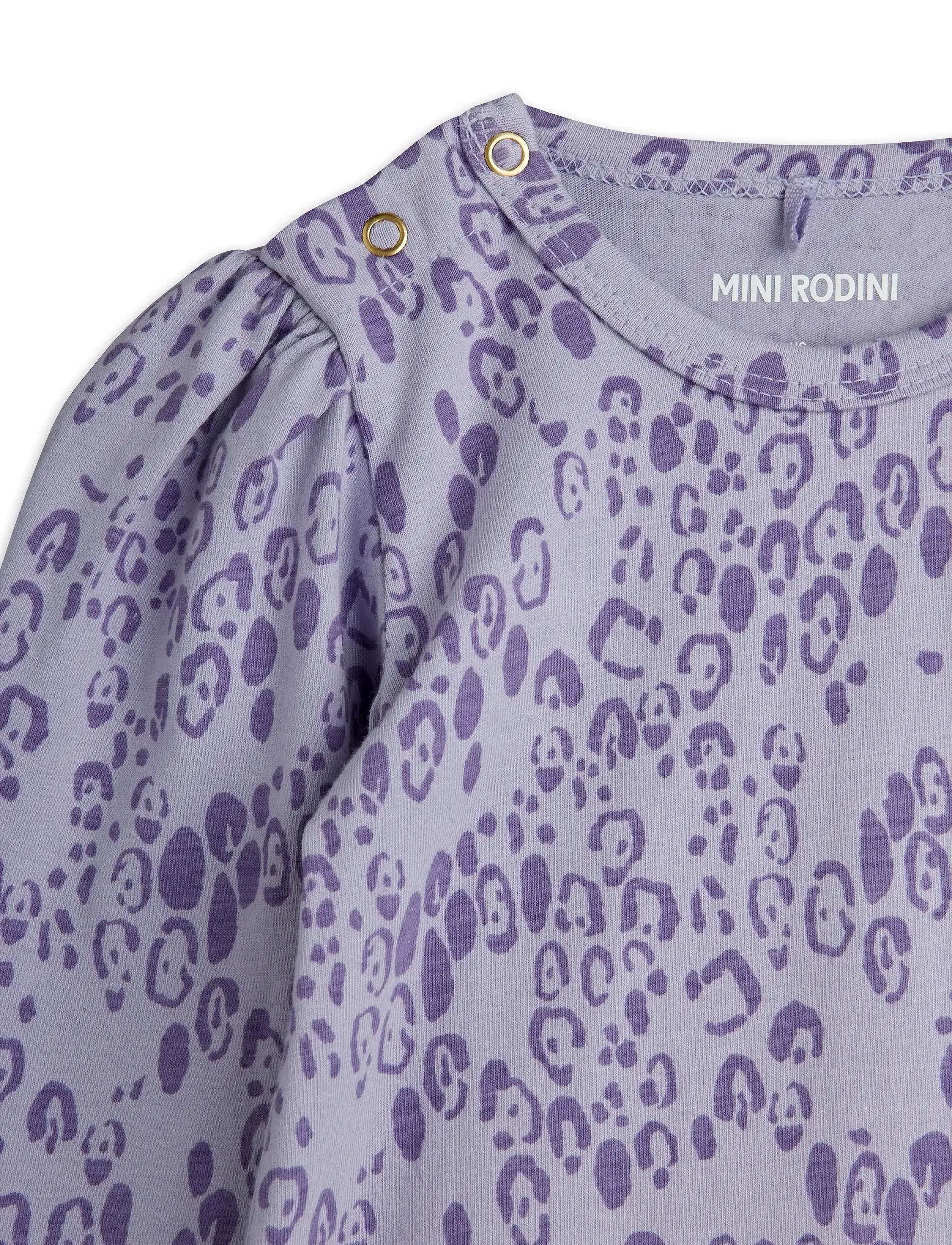 Mini Rodini - Mini leopard aop puff sleeve ls body - rompers met lange mouwen - purple - 2