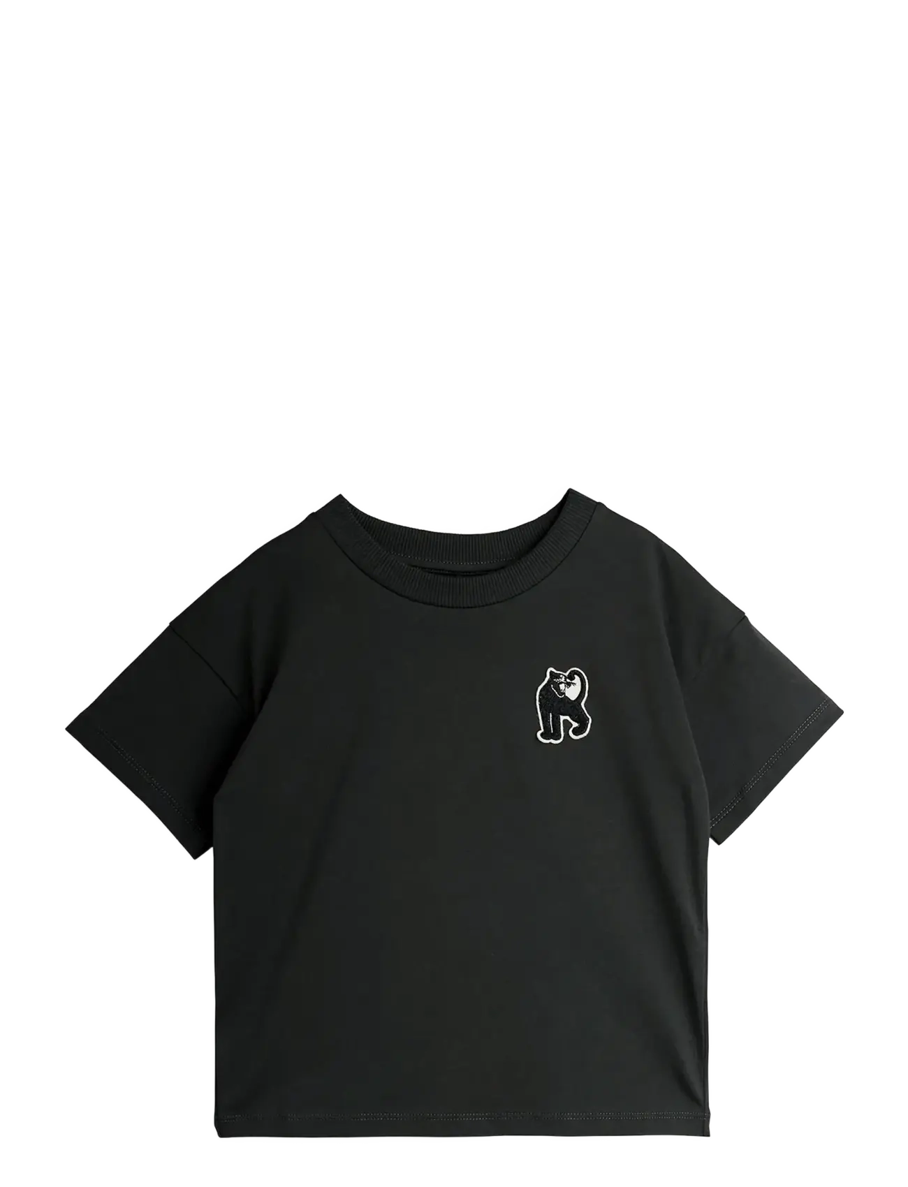Mini Rodini Panther patch ss tee - Overdele - BLACK / black