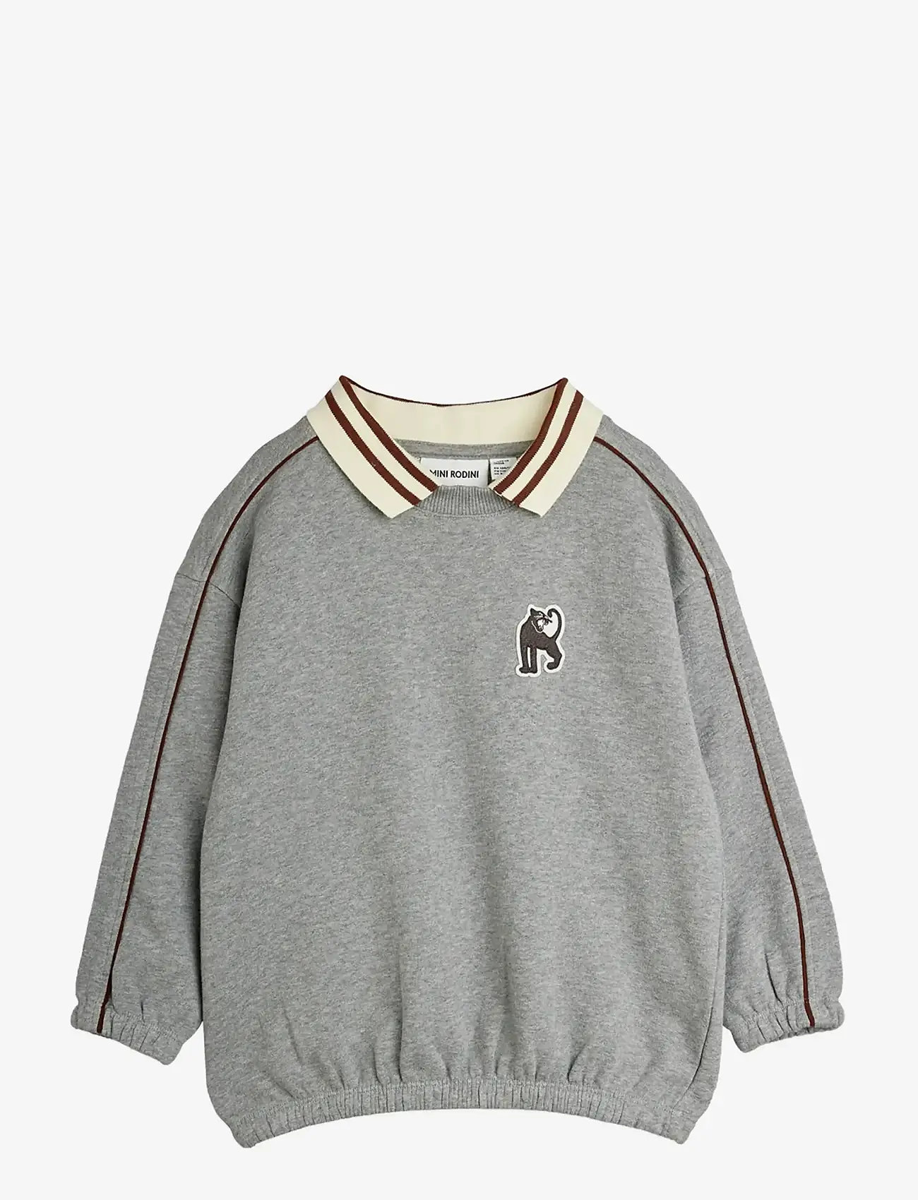 Mini Rodini - Panther patch piping collar sweatshirt - dressipluusid - grey melange - 0