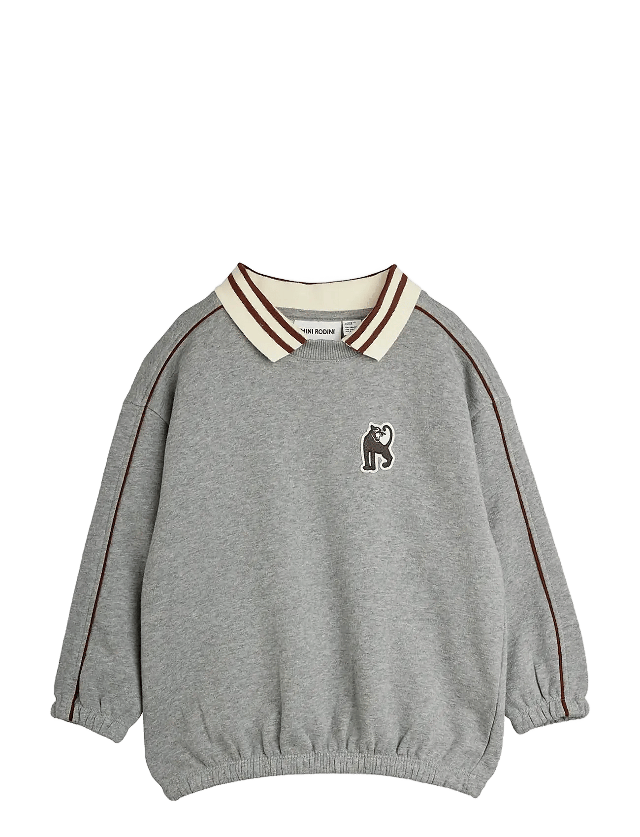 Panther patch piping collar sweatshirt - GREY MELANGE