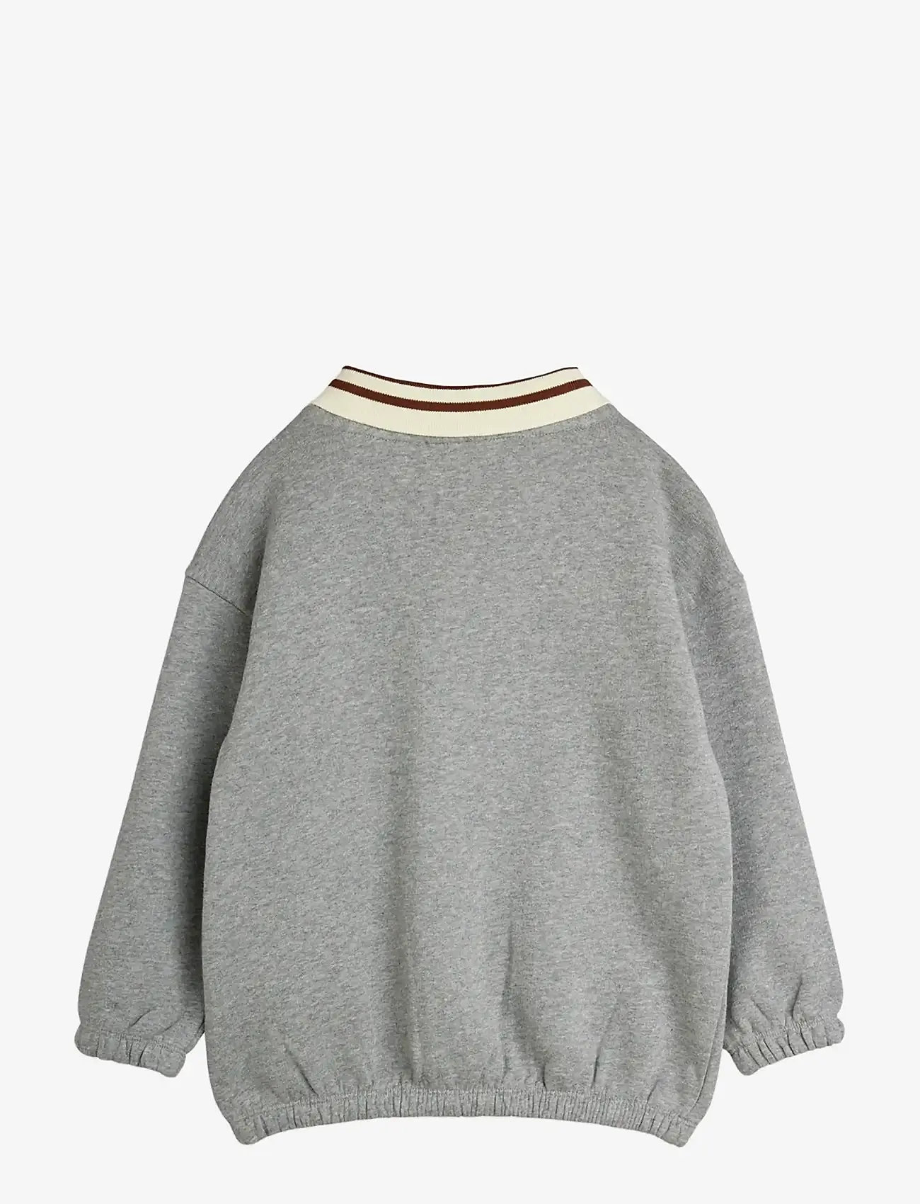 Mini Rodini - Panther patch piping collar sweatshirt - dressipluusid - grey melange - 1