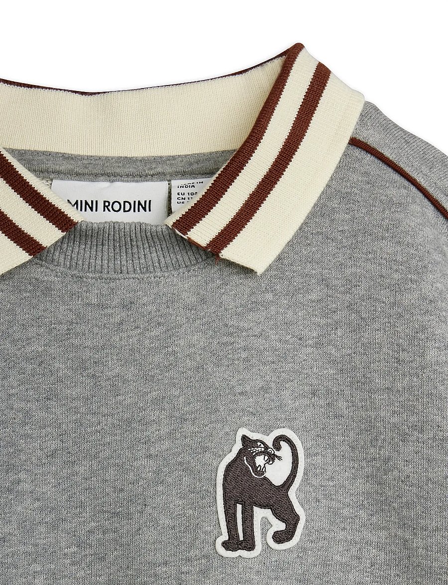 Mini Rodini - Panther patch piping collar sweatshirt - collegepaidat - grey melange - 2