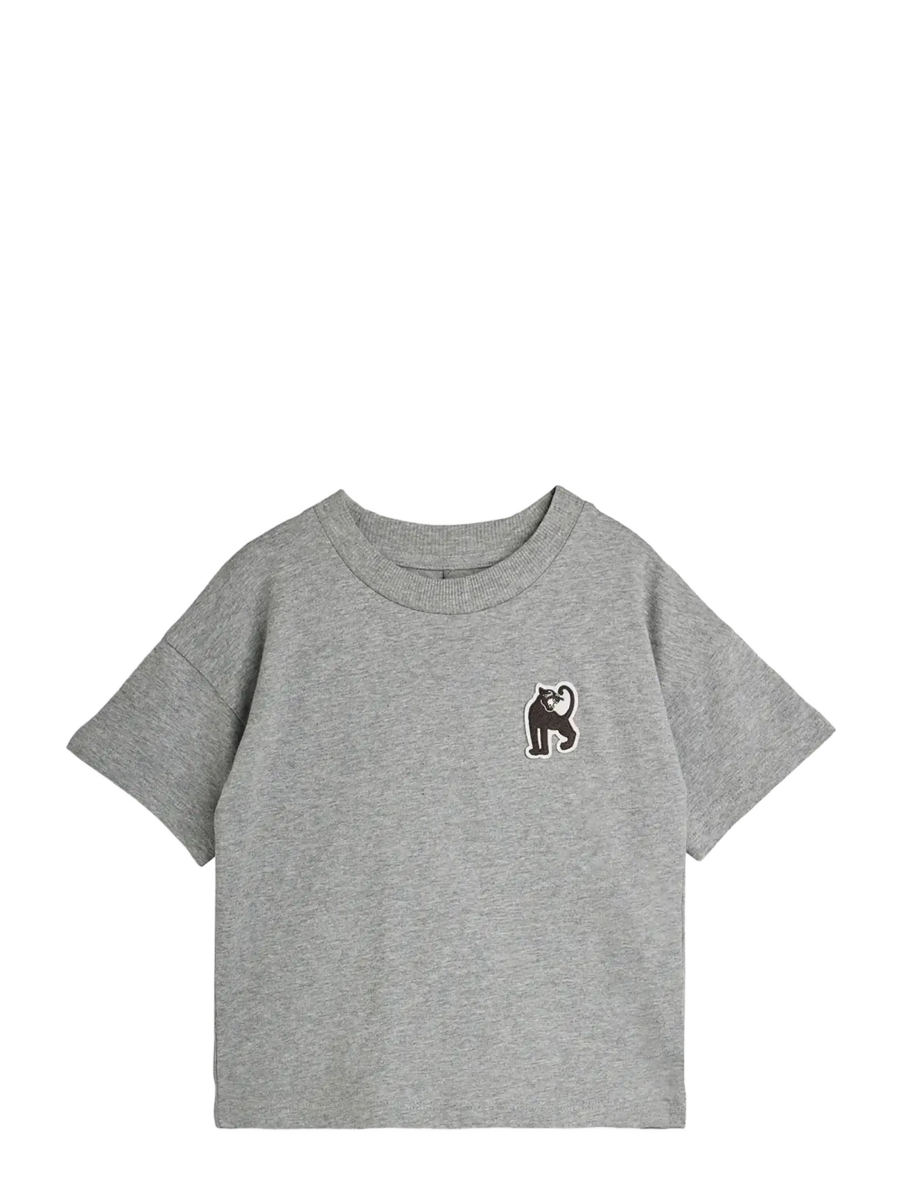 Mini Rodini Panther Patch Ss Tee, Børn, Panther Patch Kortærmet T-Shirt, Grå, Str: 104/110