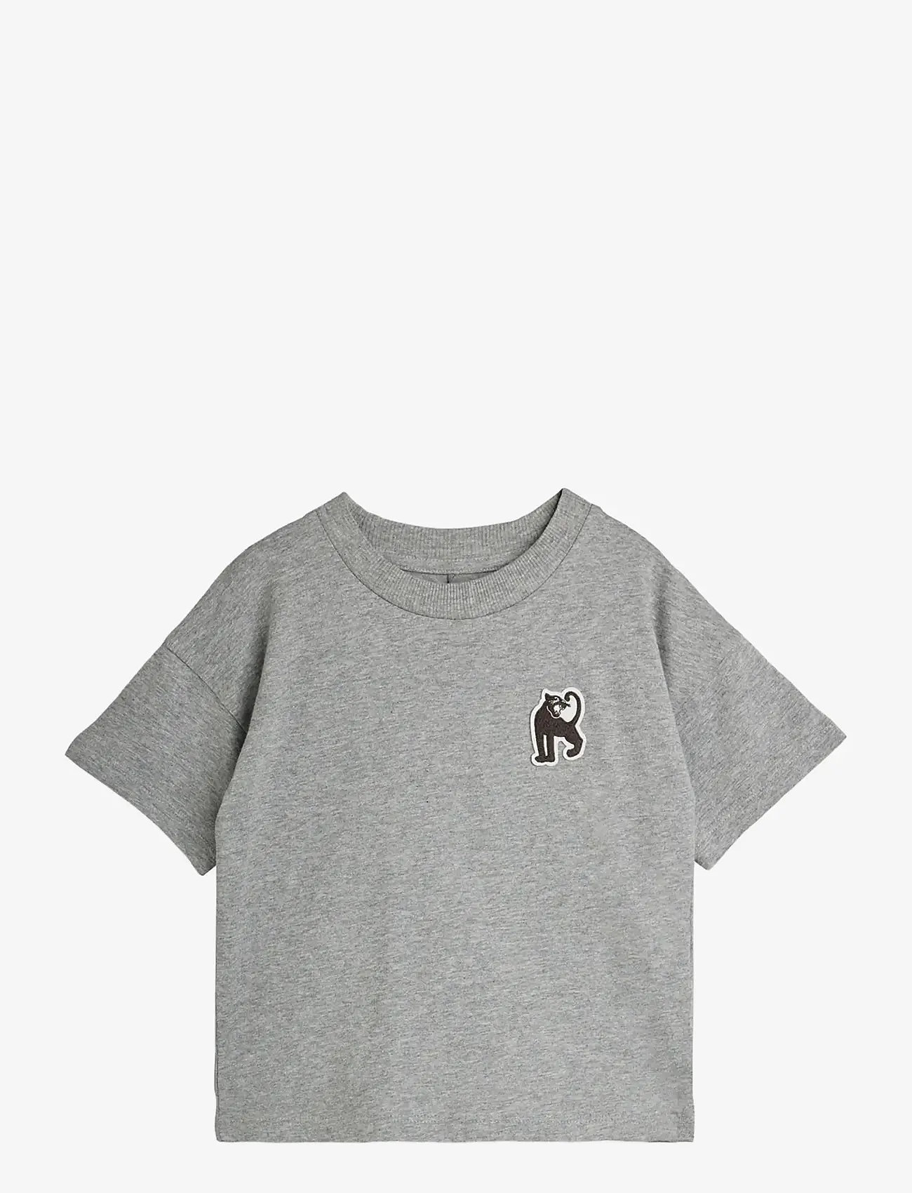Mini Rodini - Panther patch ss tee - kurzärmelige - grey melange - 0