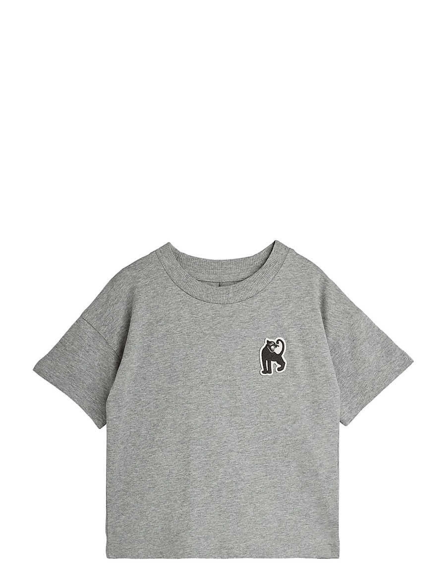 Mini Rodini - Panther patch ss tee - kortærmede t-shirts - grey melange - 0