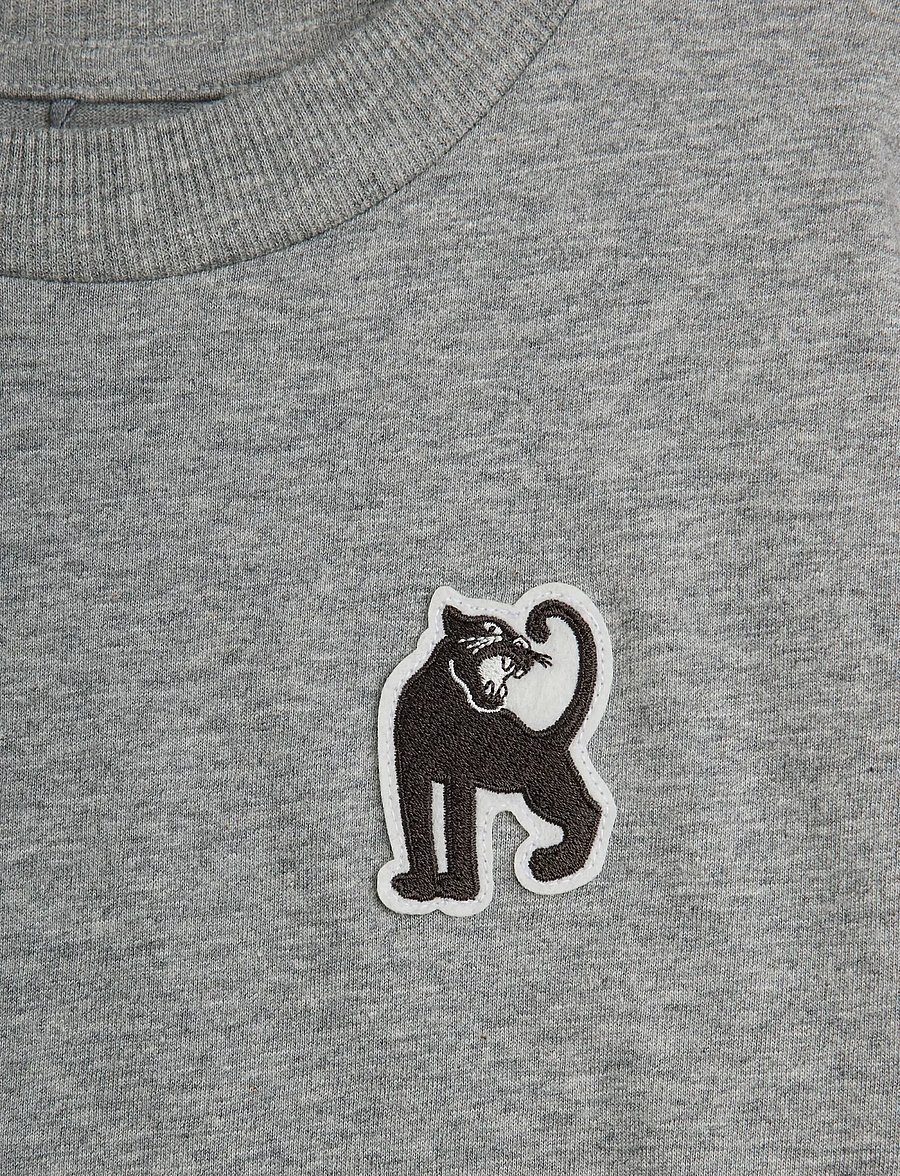 Mini Rodini - Panther patch ss tee - kortærmede t-shirts - grey melange - 2