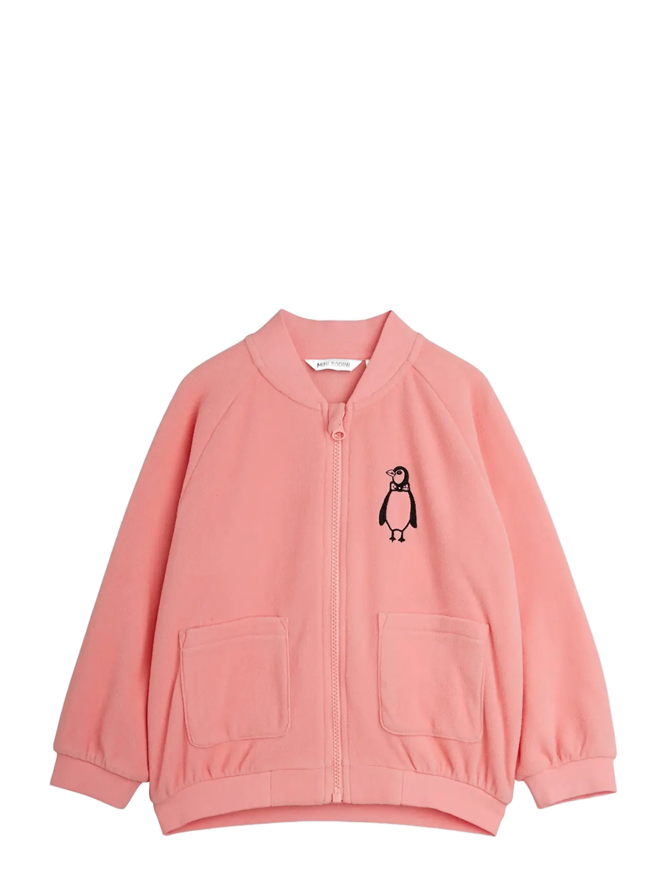 Mini Rodini Penguin Emb Microfleece Jacket, Børn, Fleecejakke, Pink, Str: 92/98