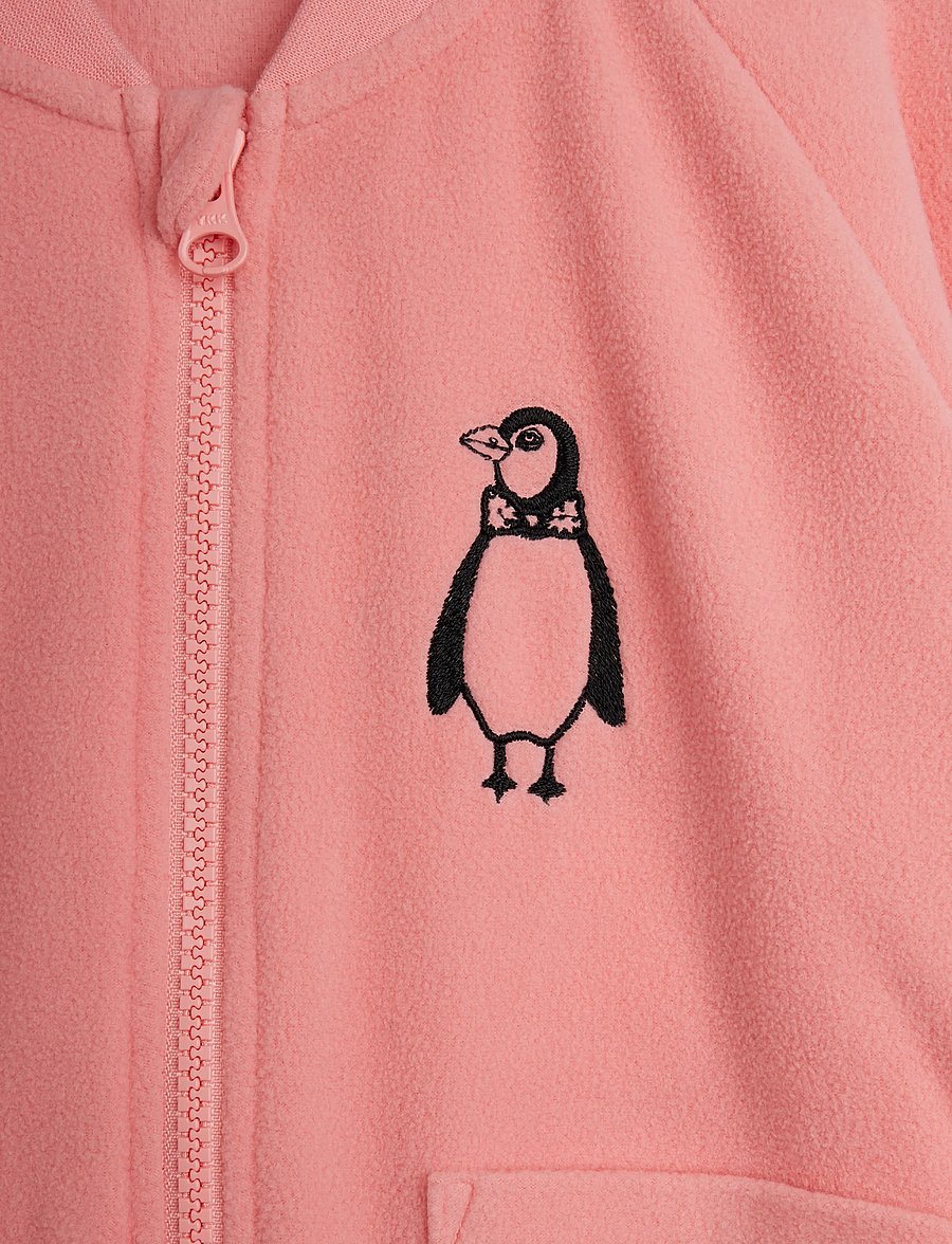 Mini Rodini - Penguin emb microfleece jacket - fleecejacken - pink - 2