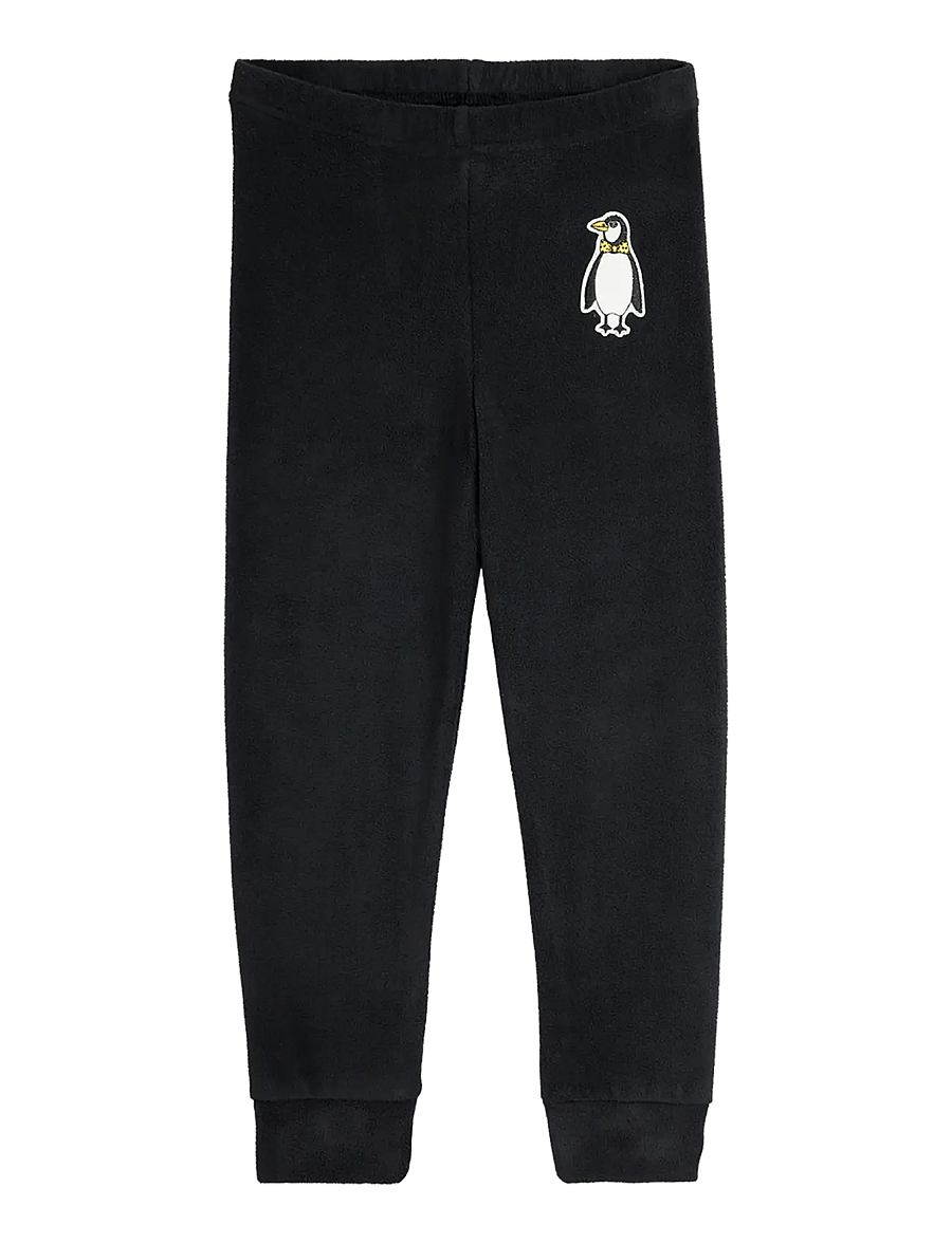 Mini Rodini - Penguin patch microfleece trousers - beebipüksid - black - 0