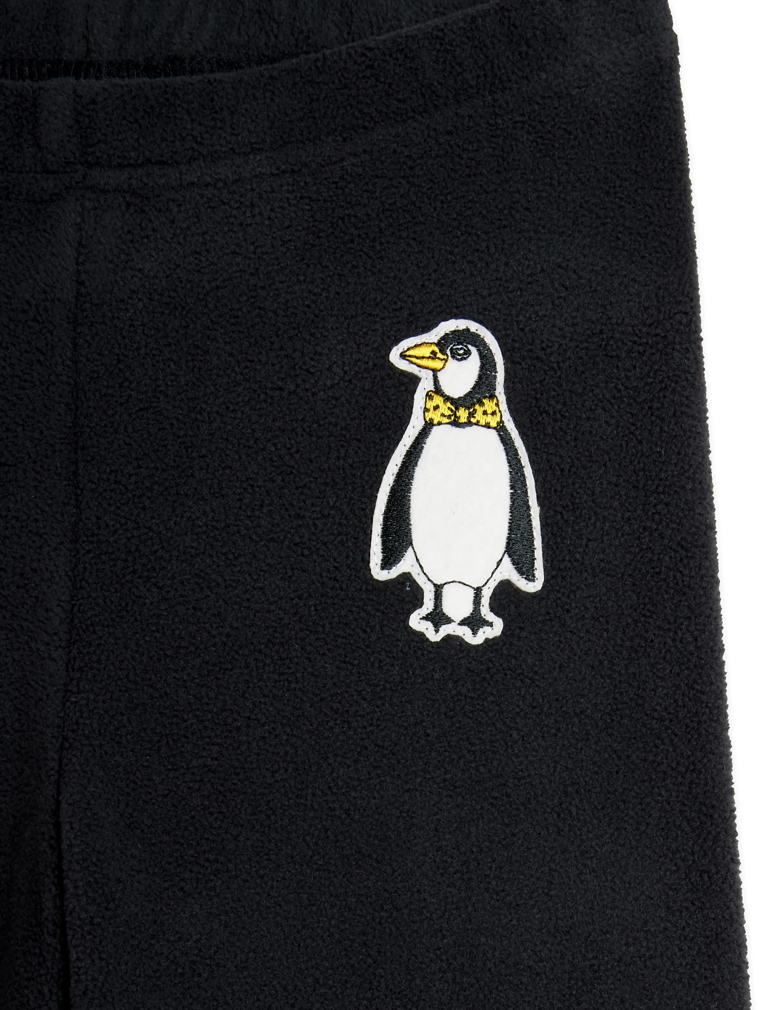 Mini Rodini - Penguin patch microfleece trousers - beebipüksid - black - 2