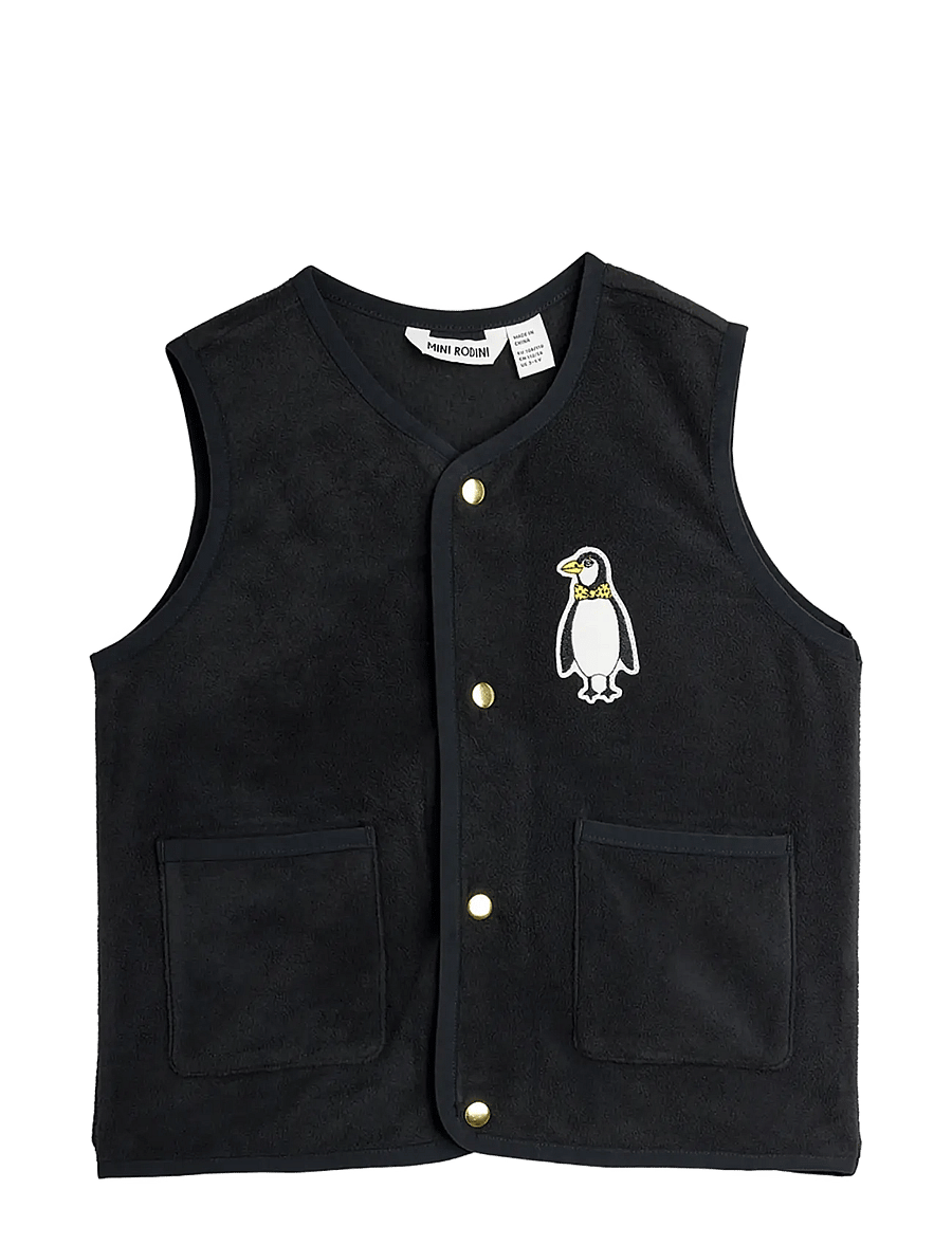 Mini Rodini - Penguin patch microfleece vest - osta vanuse järgi - black - 0