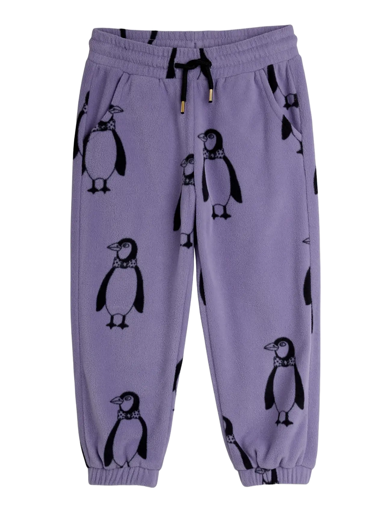 Mini Rodini Penguin Aop Fleece Trousers, 104/110, Purple, Underdele > Joggingbukser, Børn