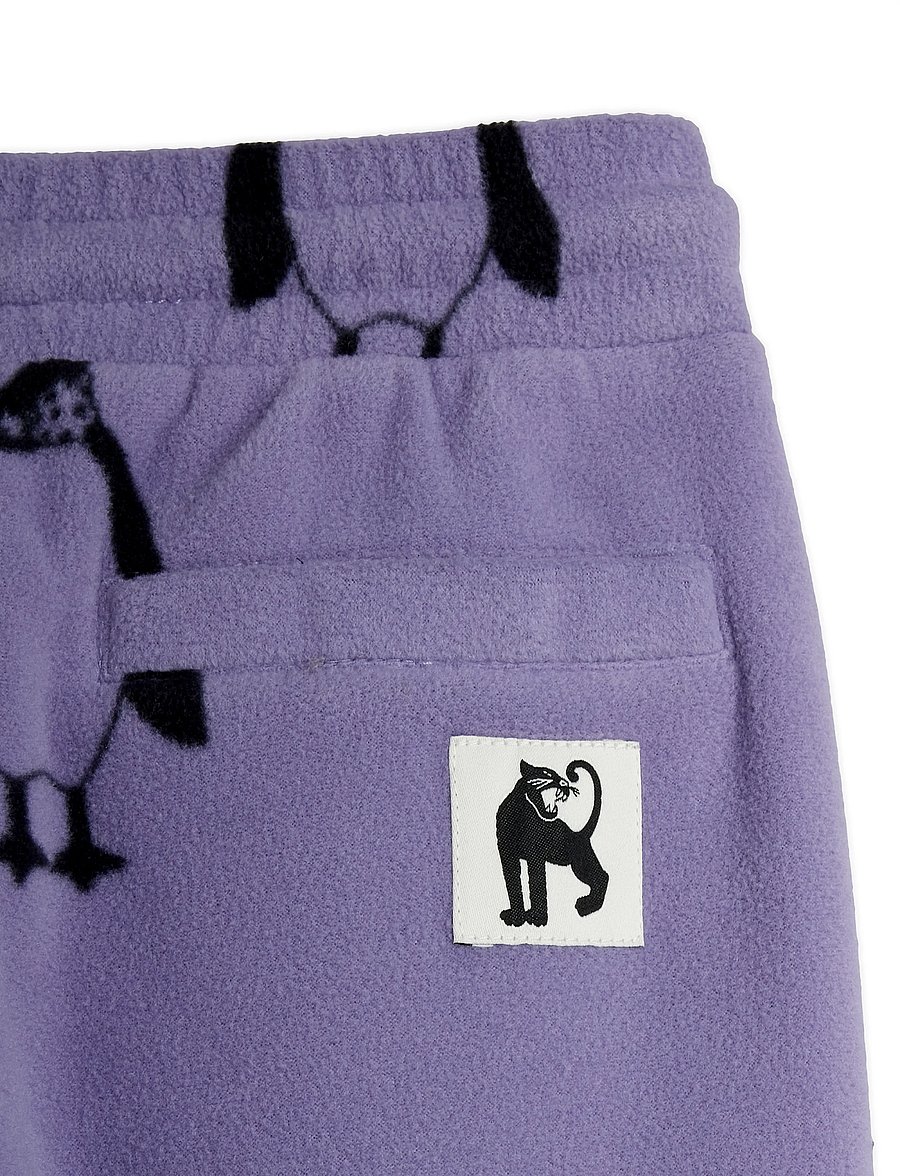 Mini Rodini - Penguin aop fleece trousers - mjukisbyxor - purple - 2