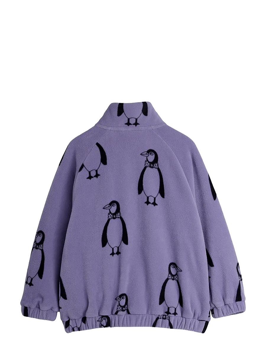 Mini Rodini - Penguin aop fleece jacket - fleecejacken - purple - 1