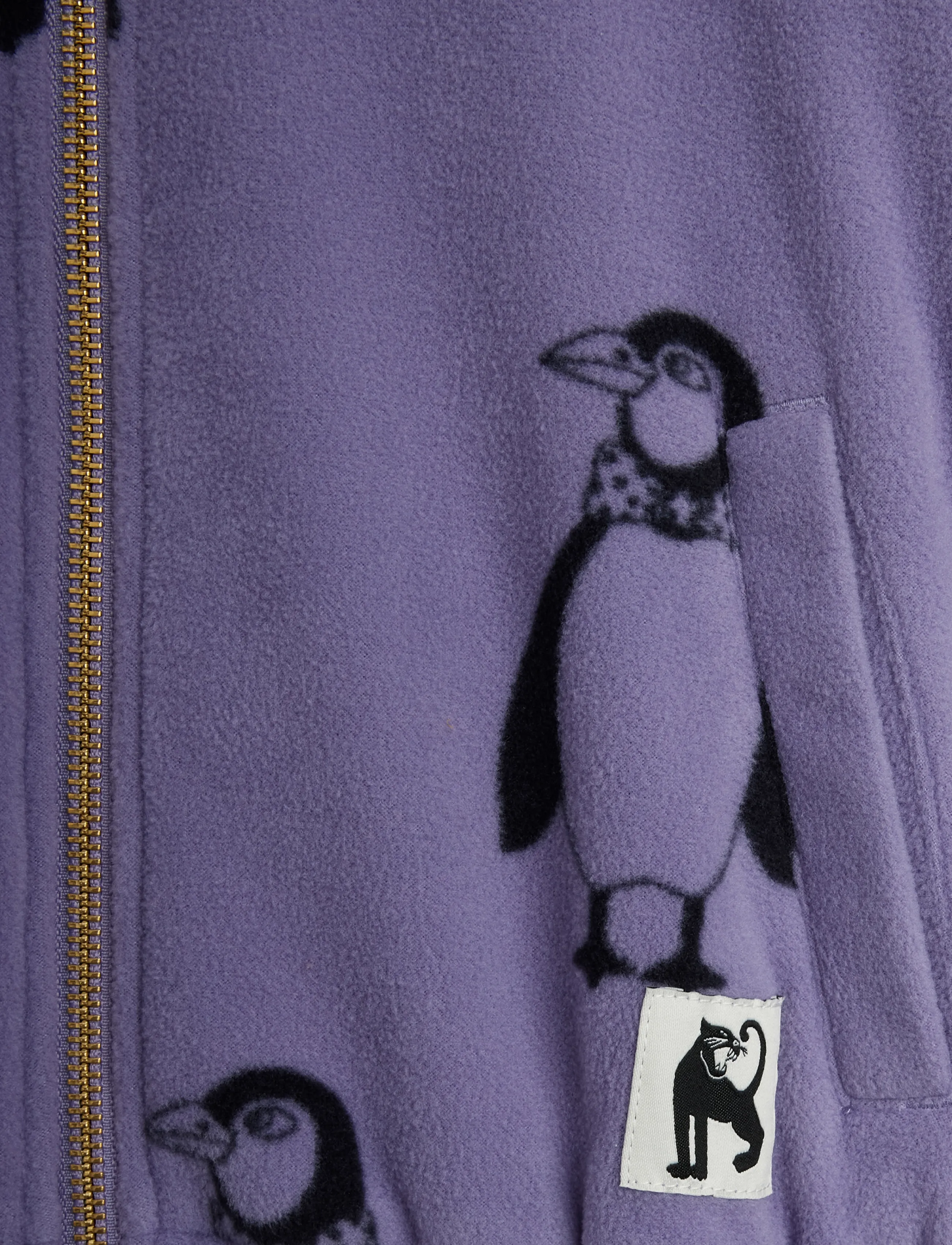 Mini Rodini - Penguin aop fleece jacket - fleecejacken - purple - 2