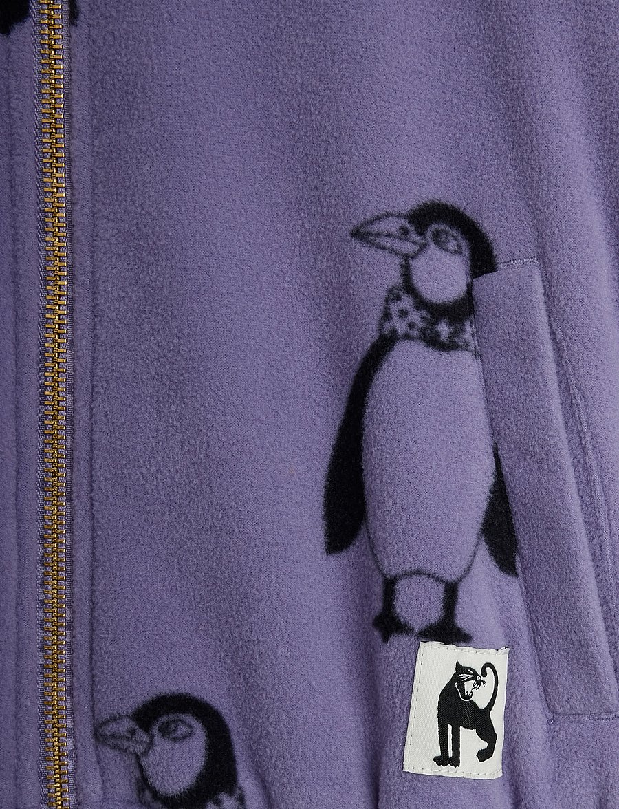 Mini Rodini - Penguin aop fleece jacket - fleecejacken - purple - 2