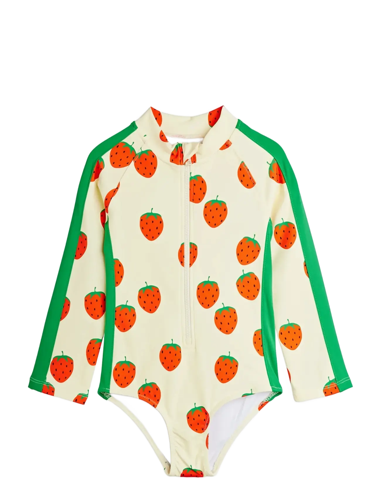 Mini Rodini Strawberries aop ls uv swimsuit - Baddräkter - OFF-WHITE / cream