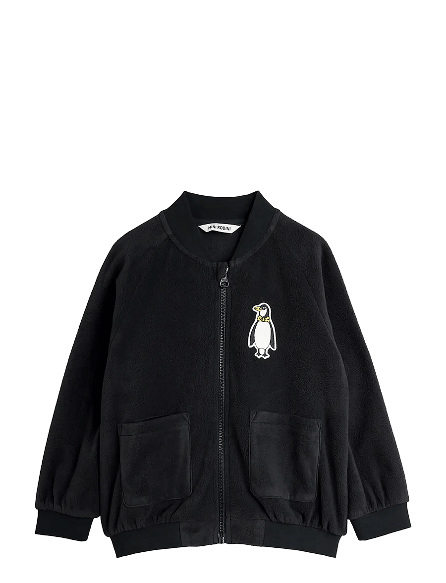 Mini Rodini - Penguin patch microfleece jacket - fliisjakid - black - 0